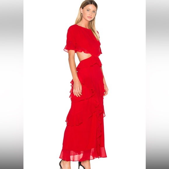 Red Marissa Maxi Ruffle Revolve x Fame & Partners! Valentine’s Day in stunner! - Picture 3 of 11